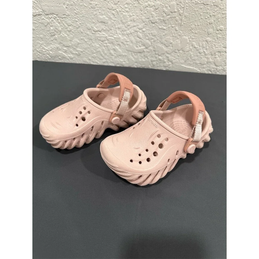 Crocs Echo Clog Girls US 8 Pink Slip-On Clogs Adjustable Heel Strap
